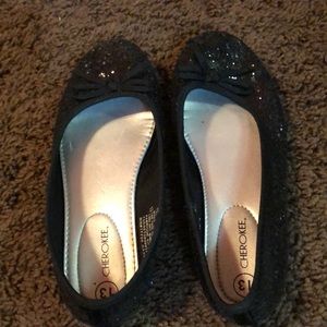Black sparkle flats